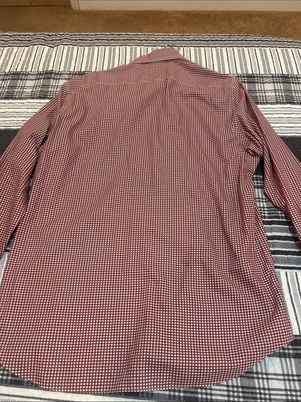 Banana Republic Red and White Check Button-Down Shirt